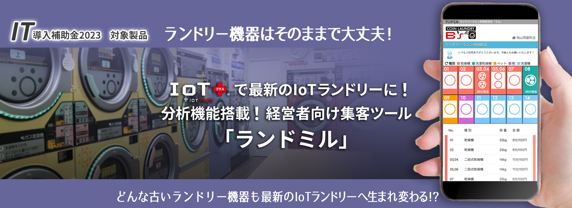 分析機能搭載！経営者向け集客ツール「ランドミル」IoTプラスでランドリー機器の利用状況見える化