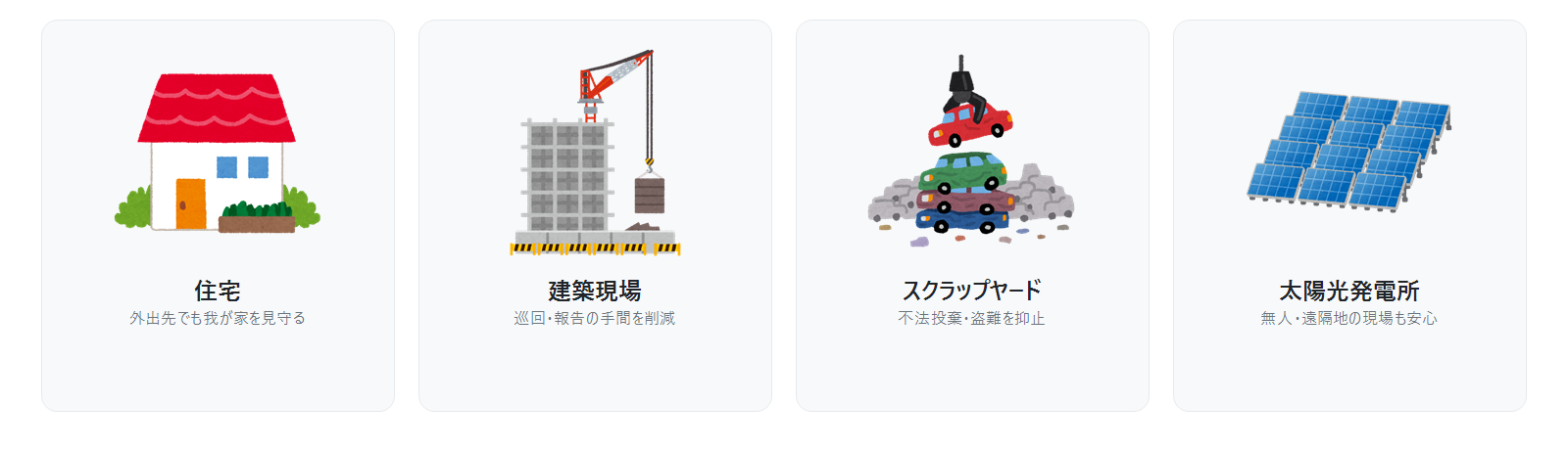 対応現場：住宅・建築現場・スクラップヤード・太陽光発電所